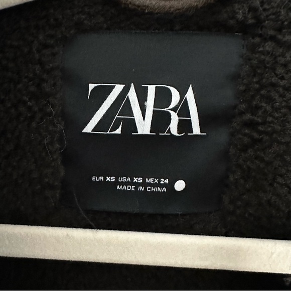 Zara Relaxed Double Faced Faux Shearling Brown Jacket SZ XS - Picture 5 of 8
